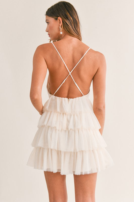 white christmas dresses Cream Floral Chiffon Ruffle Hem Dress – PinkBlush main image 0