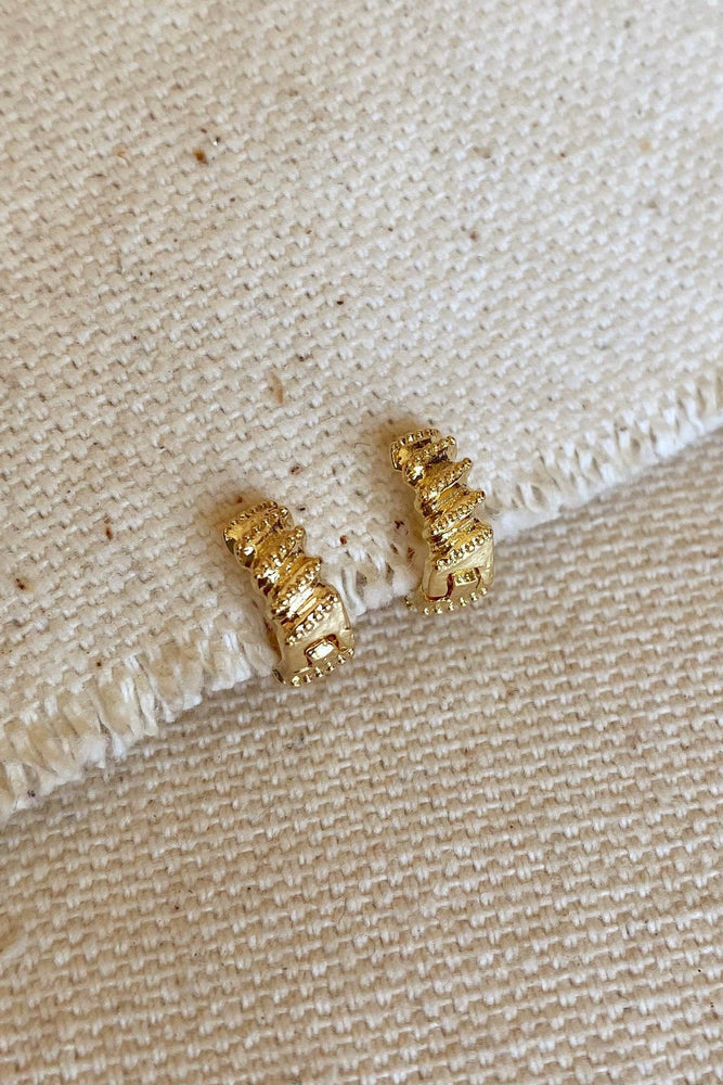 18k Gold Filled Rugged Petite Clicker Hoop Earrings