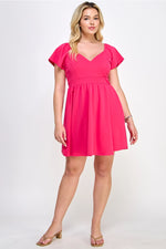 Plus Babydoll Fit and Flare Mini Dress Pink