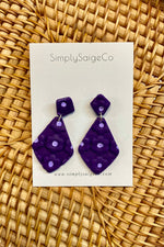 Simply Saige Purple Painted Daisy Flower Drop Stud Earrings