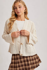 Button Down Cable Knit Cardigan