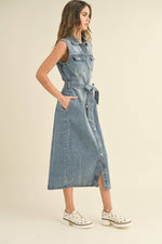 Sleeveless Button Down Denim Dress