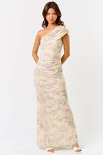 Mesh One Shoulder Maxi Dress