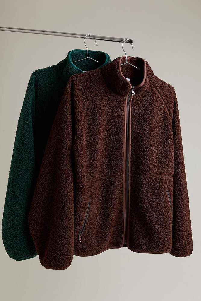 Mock Neck Fleece Jacket Mocha