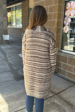 Striped Maxi Cardigan Brown and Cream