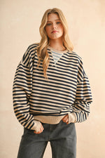 Striped Knit Long Sleeve Pullover