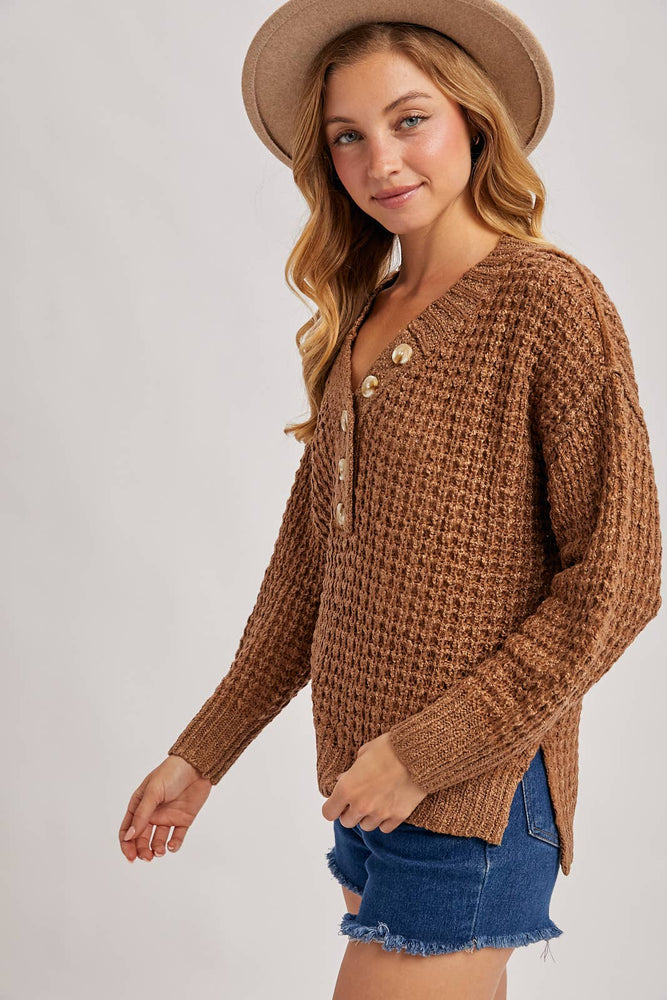 Thermal Henely Sweater Top