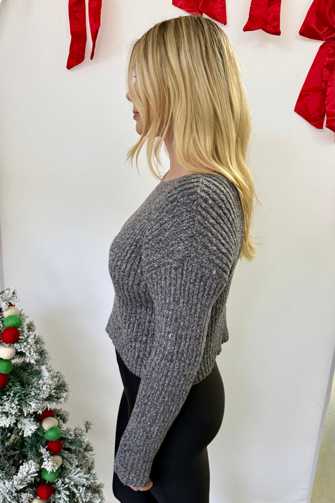 Textured Drop Sleeve Sweater Black