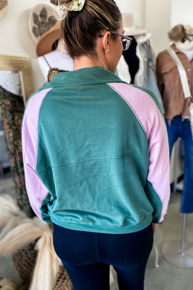 Emma Colorblock Half Zip Sweatshirt