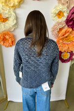 Relaxed Open Cardigan Washed Indigo