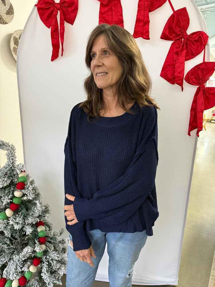 Pullover Mockneck Sweater Navy Blue