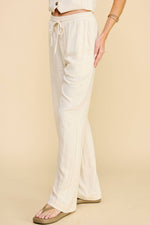 Elastic Waist Linen Blend Pant Oatmeal