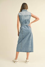 Sleeveless Button Down Denim Dress