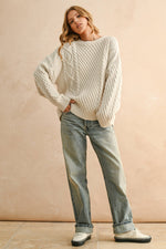 Round Neck Cable Knit Top