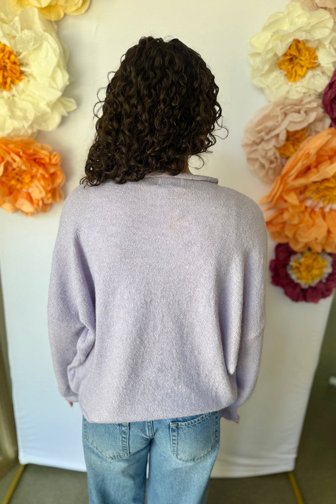Button Front Cardigan Lilac