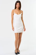 Bow Strap Mini Dress Off White