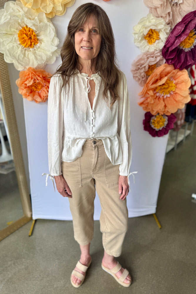 High Rise Straight Leg Ankle Jean Tan