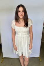 Lace Up Front Swiss Dot Mini Dress