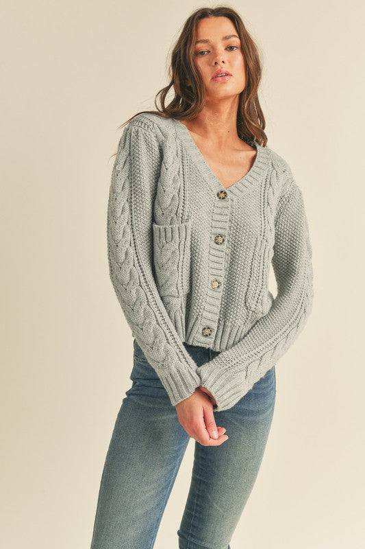 Rylee Button Up Cable Knit Cardigan
