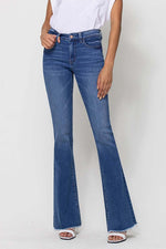 Mid Rise Mini Flare Jean with Raw Hem