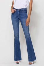 Mid Rise Mini Flare Jean with Raw Hem