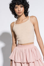 Open Back Knit Top Taupe