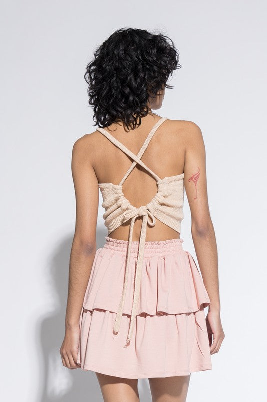 Open Back Knit Top Taupe