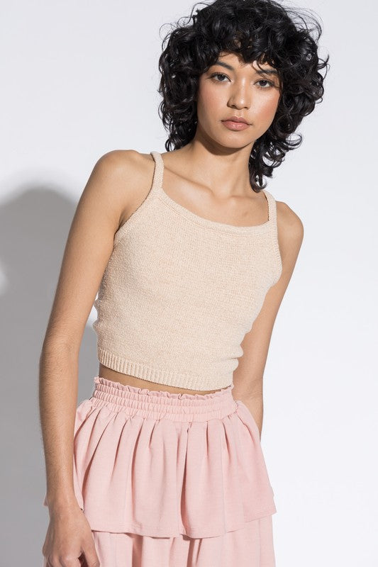 Open Back Knit Top Taupe