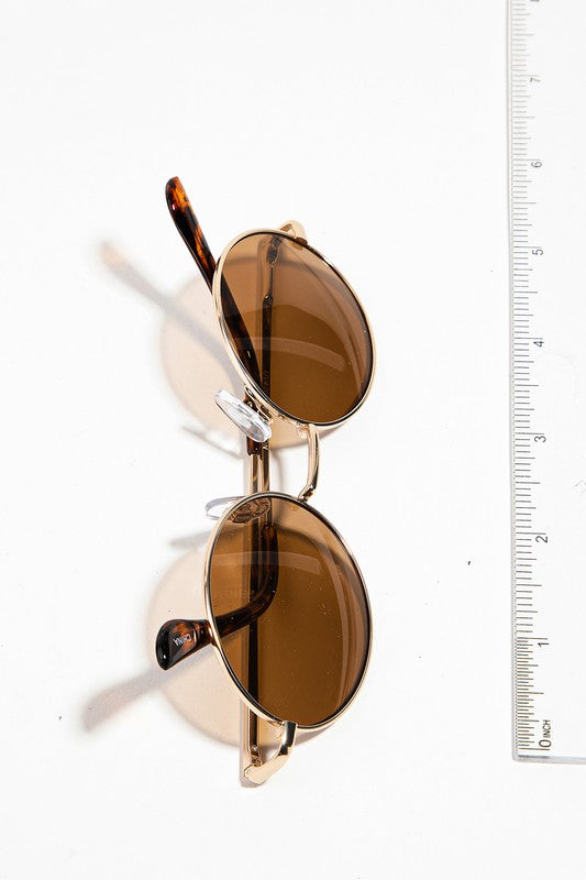 Round Metallic Rim Sunglasses - Lilac&Lemon