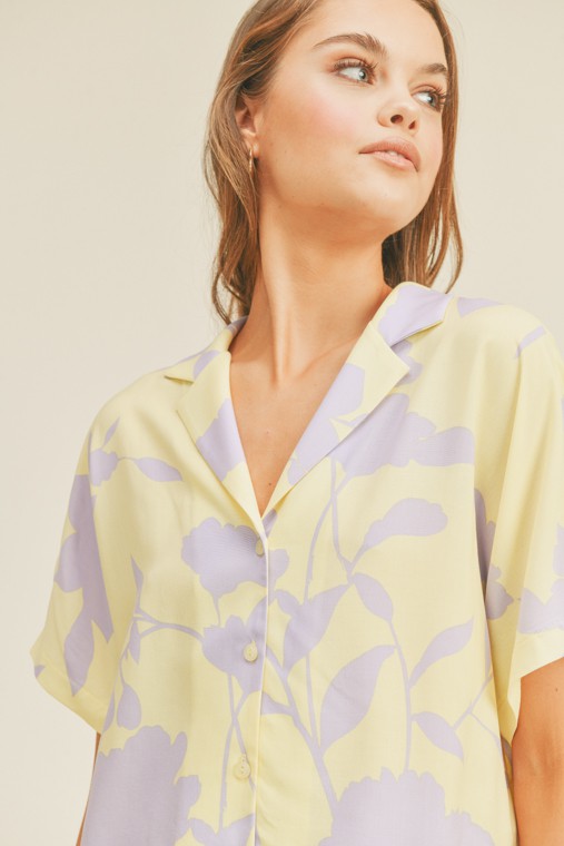 Mika Button Front Blouse - Lilac&Lemon