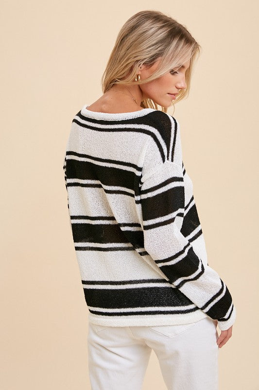 Madison Stripe Pullover - Lilac&Lemon