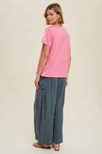 Pink Star Embroidered Top - Lilac&Lemon