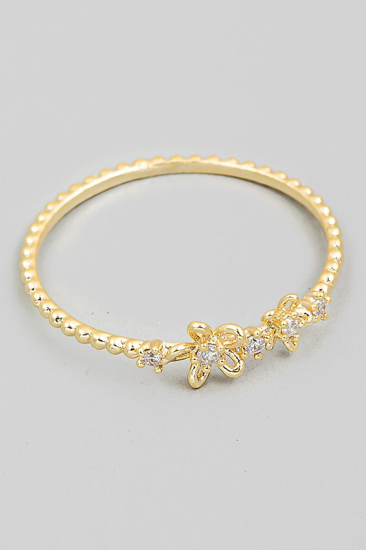 Delicate Flower Ring - Lilac&Lemon
