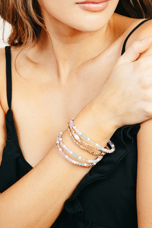 Stackable Beaded Bracelets - Lilac&Lemon