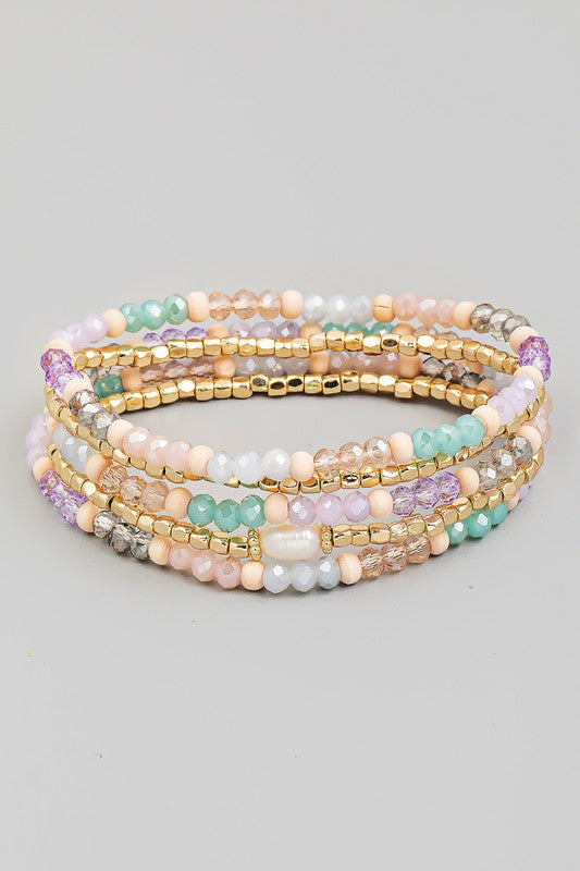 Stackable Beaded Bracelets - Lilac&Lemon