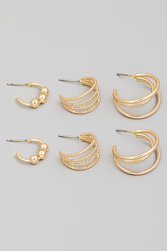 Three Hoop Earring Set - Lilac&Lemon