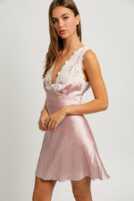 Lace Trim Mini Dress Pink