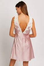 Lace Trim Mini Dress Pink