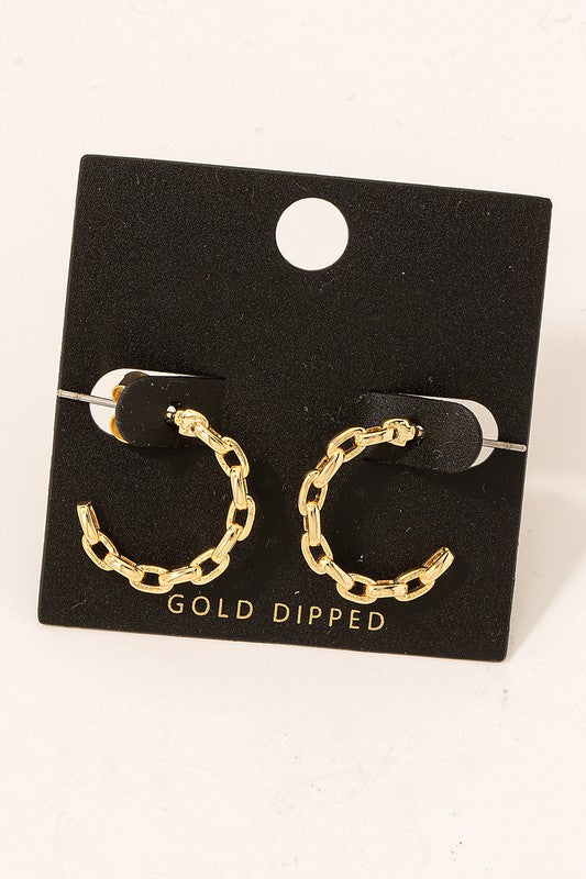 Gold Dipped Chain Hoop Earrings - Lilac&Lemon