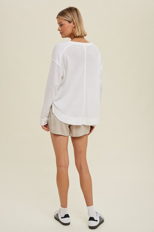 Waffle Knit Top White