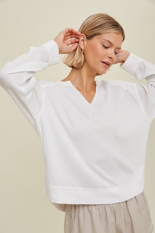 Waffle Knit Top White