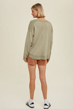 Waffle Knit Top Soft Olive