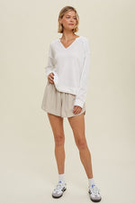 Waffle Knit Top White