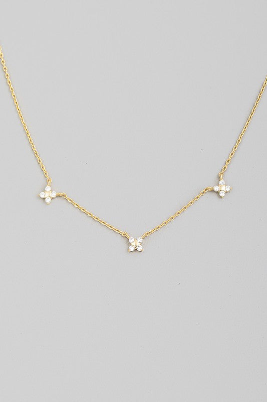 Mini Rhinestone Flower Charm Necklace - Lilac&Lemon