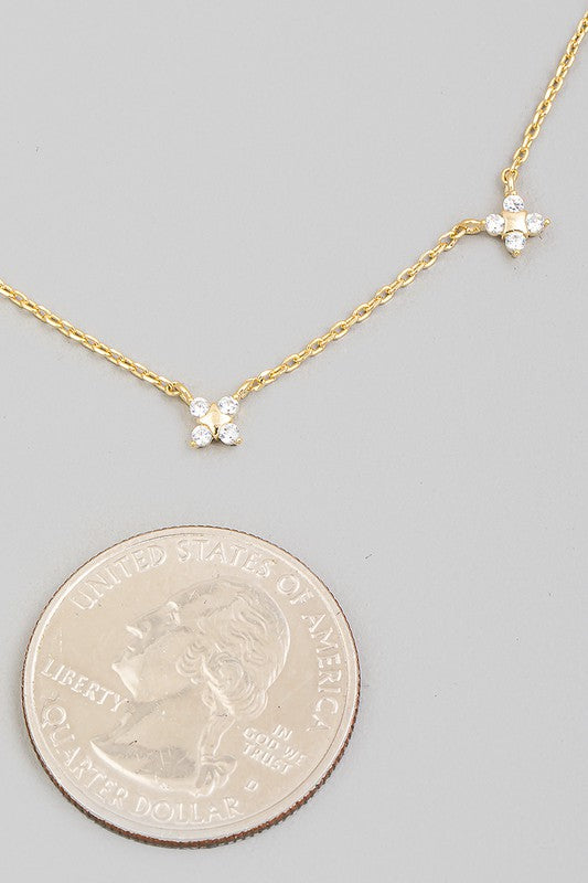 Mini Rhinestone Flower Charm Necklace - Lilac&Lemon