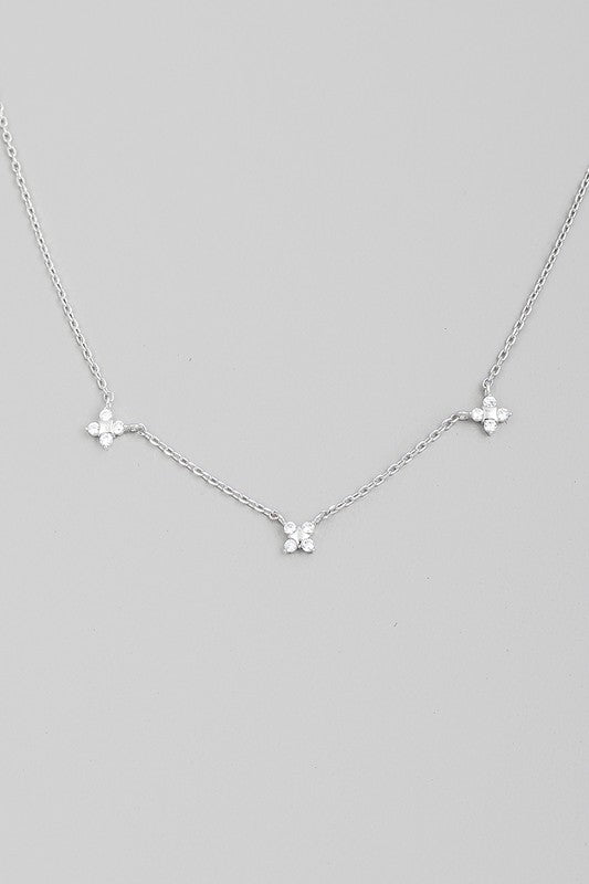 Mini Rhinestone Flower Charm Necklace - Lilac&Lemon