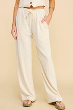 Elastic Waist Linen Blend Pant Oatmeal