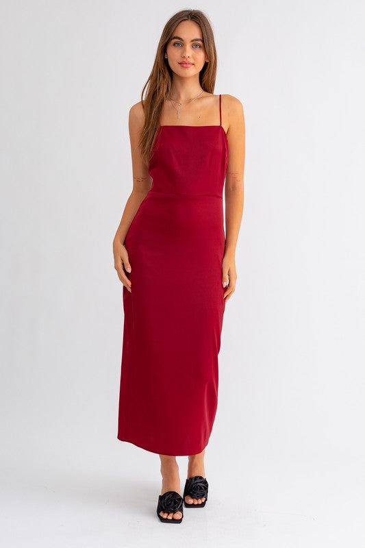 strapless open back dress Spaghetti Strap Maxi Dress Red Large