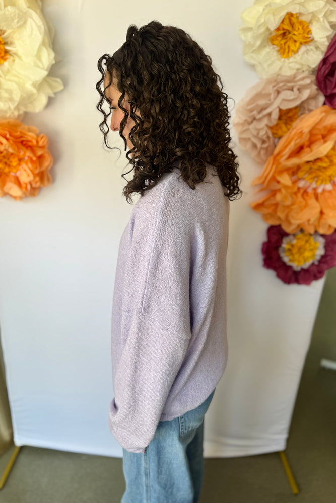 Button Front Cardigan Lilac