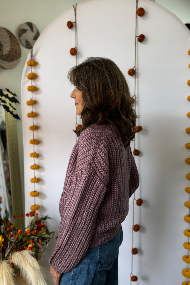 Button Front Sweater Mauve